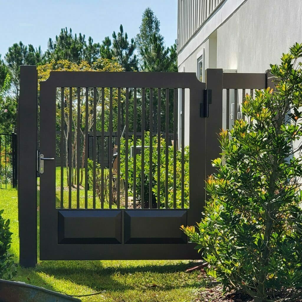 Custom Powder coated aluminum walk gate with Pop out design panels